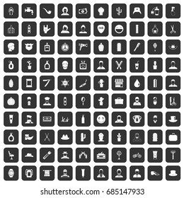 100 barber icons set black