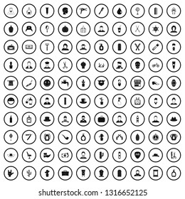100 barber icons set in simple style for any design vector illustration