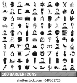 100 barber icons set in simple style for any design vector illustration