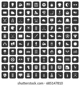 100 baseball icons set black