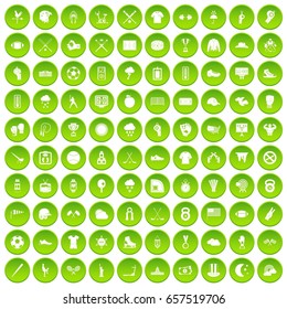 100 baseball icons set green circle isolated on white background vector illustration