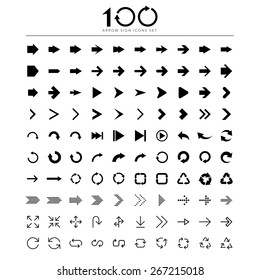 100 Basic arrow sign icons set.Illustrator eps10