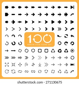 100 Basic arrow sign icons set.Illustrator eps10