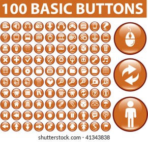 100 basic buttons. vector