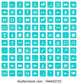 100 basketball icons set in grunge style blue color isolated on white background vector illustration