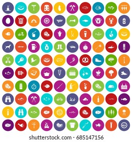 100 BBQ icons set color