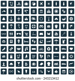 100 beach icons big universal set 
