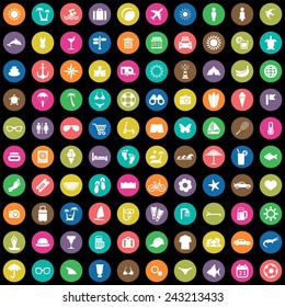 100 beach icons big universal set 