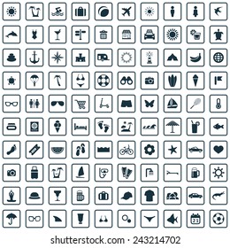 100 beach icons big universal set 