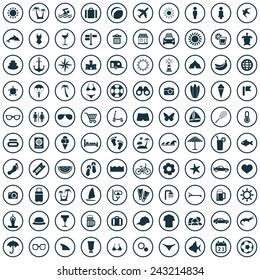 100 beach icons big universal set 