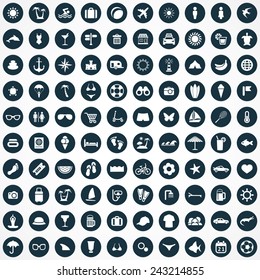 100 beach icons big universal set 