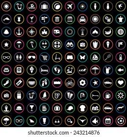 100 beach icons big universal set 
