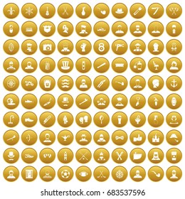 100 beard icons set gold