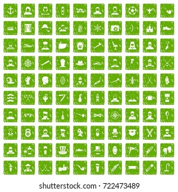 100 beard icons set in grunge style green color isolated on white background vector illustration