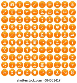 100 beard icons set orange