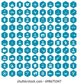 100 beard icons set in sapphirine hexagon isolated vector illustration