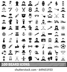 100 beard icons set in simple style for any design vector illustration