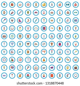 100 beautiful accessories icons set. Cartoon illustration of 100 beautiful accessories vector icons isolated on white background