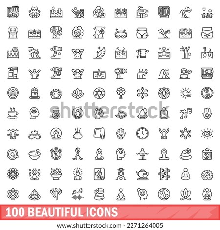 100 beautiful icons set. Outline illustration of 100 beautiful icons vector set isolated on white background