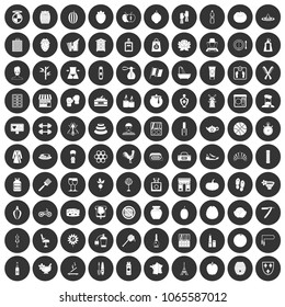 100 beauty product icons set in simple style white on black circle color isolated on white background vector illustration