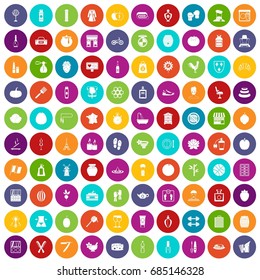 100 beauty product icons set color