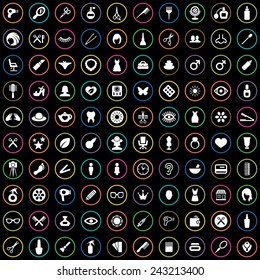 100 beauty salon icons big universal set 