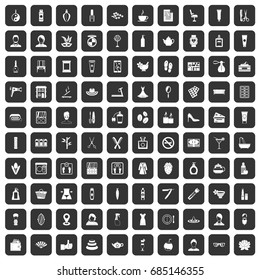 100 beauty salon icons set black