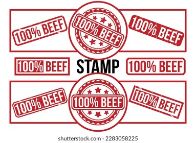 100% Beef Red Rubber Stamp set.