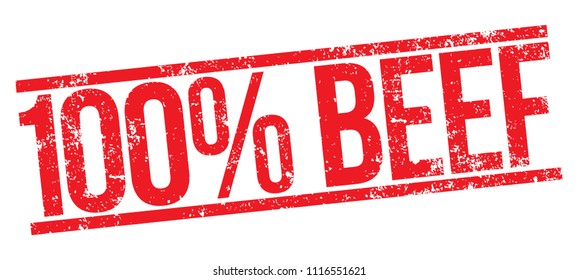 100% Beef. Vector Red Stamp.