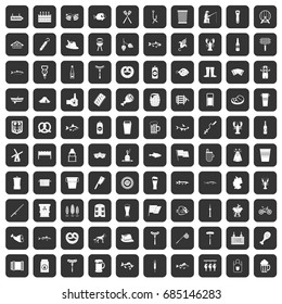 100 beer icons set black