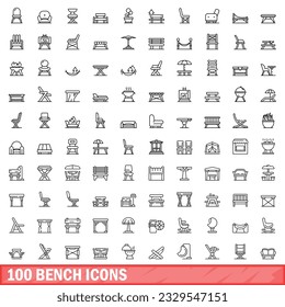 100 iconos de banco. Ilustración de esquema de 100 iconos de banco conjunto de vectores aislados en fondo blanco