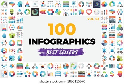 100 Best-Selling Infographic Elements - part 3. Vector presentation slide templates. Perfect for any industry from business and marketing to medicine and education.