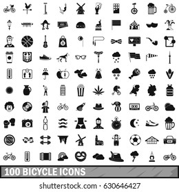 100 bicycle icons set in simple style for any design vector illustration