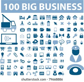 100 big business icons, signs, vector