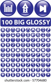 100 big glossy buttons. vector