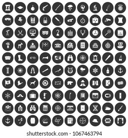 100 binoculars icons set in simple style white on black circle color isolated on white background vector illustration