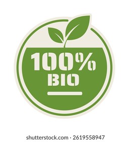  100% bio badge, sticker - vector illustration