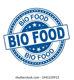 100 bio food label vector, painted round emblem icon for products packaging. Bio sign with text 100 percent, tag circle stamp, logo shape label graphic design isolated on white