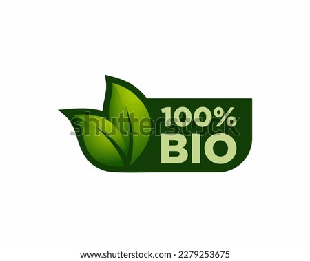 100% bio label vector green, 100 percent bio stamp