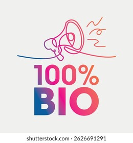 100% Bio sign, label clip art flat design.