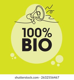 100% Bio sign, label clip art flat design.