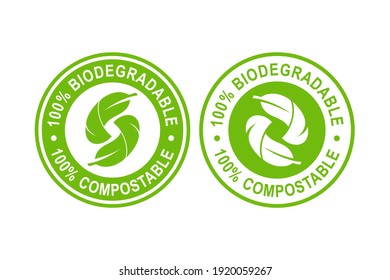 100% biodegradable and compostable badge logo design. Suitable for business, web, nature, environment and product label