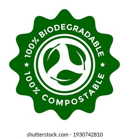 100 % biodegradable and compostable vector badge template. This design can be used for product and label.  svg