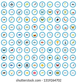 100 biology icons set in flat style for any design vector illustration