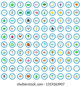 100 biosphere icons set in cartoon style for any design vector illustration