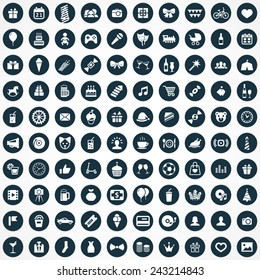 100 birthday icons big universal set 