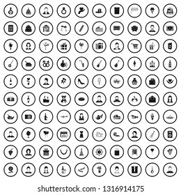 100 birthday icons set in simple style for any design vector illustration