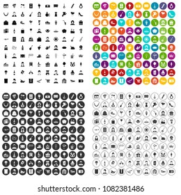 100 birthday icons set vector in 4 variant for any web design isolated on white
