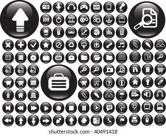 100 black buttons. vector