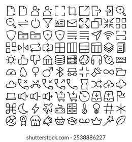 100 Black Handdrawn Line Website User Interface User Experience Icon Set